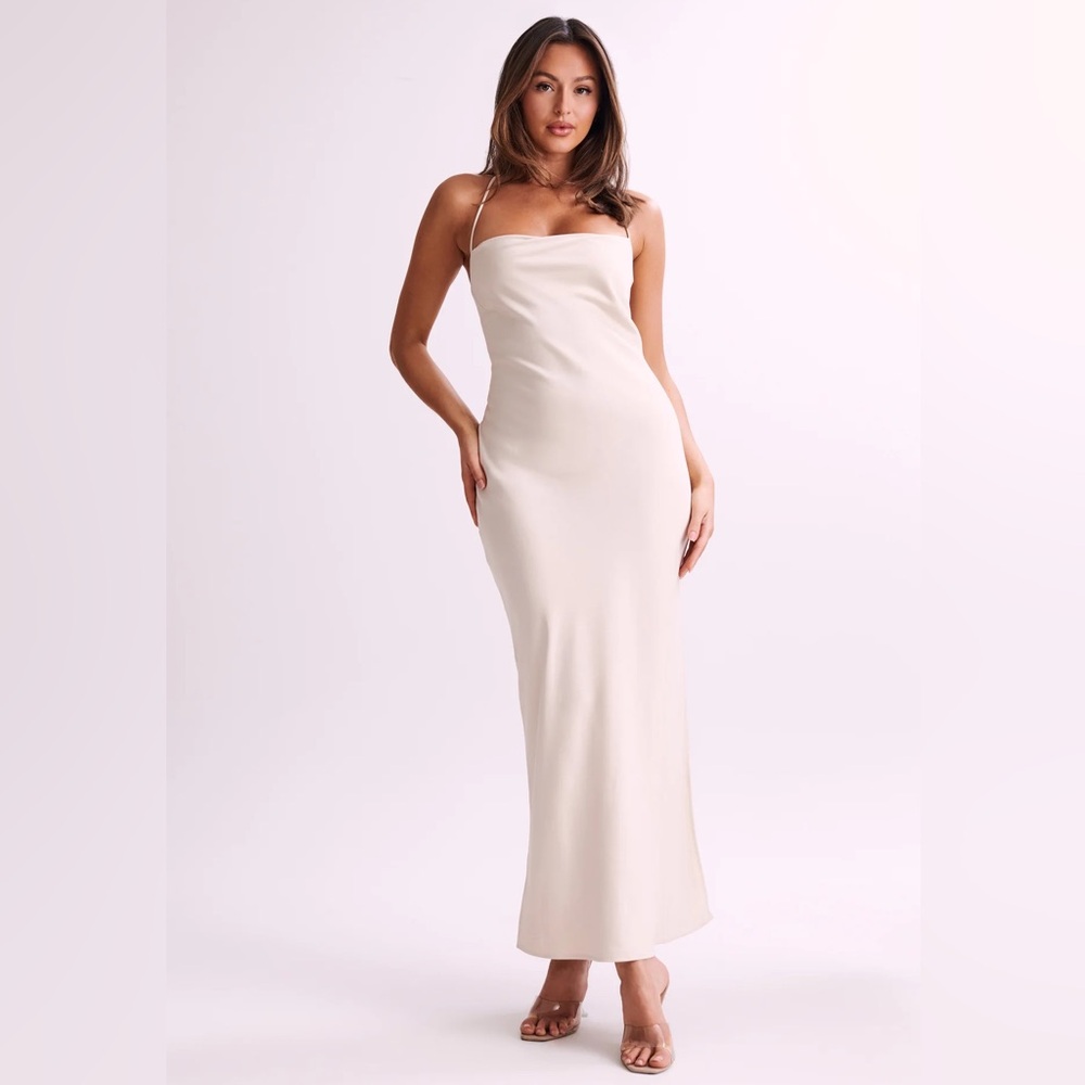 MESHKI SYDNEY Straight Neck Slip Maxi Dress - Cream